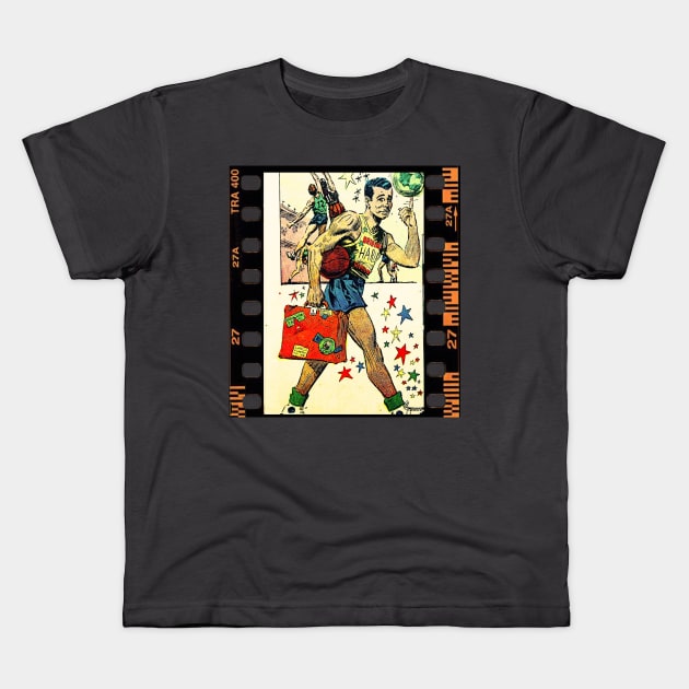 VINTAGE COMICS BASKETBALL PLAYER STARS Kids T-Shirt by DAZu